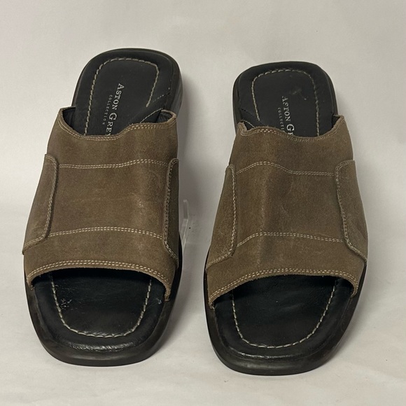 Aston Grey Collection Mule Tan Leather Mirage 8224 Sandals Men's Size 10 - Picture 4 of 9